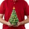 Casafield Hand Painted Ceramic Christmas Tree, Green 15-Inch Pre-Lit Tree with 128 Multi Color Lights and 2 Star Toppers